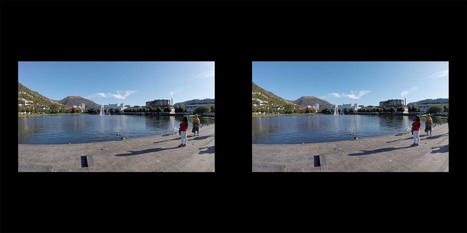 Screendump of VR120 stereo images in the 4K VR180 format, showing cropped black borders.